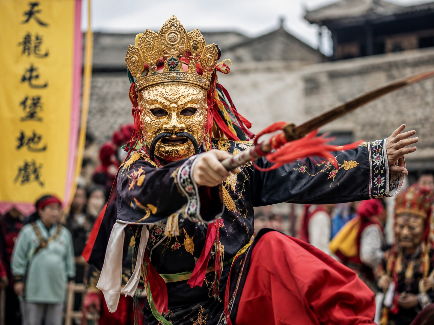 Guizhou Dixi opera mask performance for Ming warrior heritage