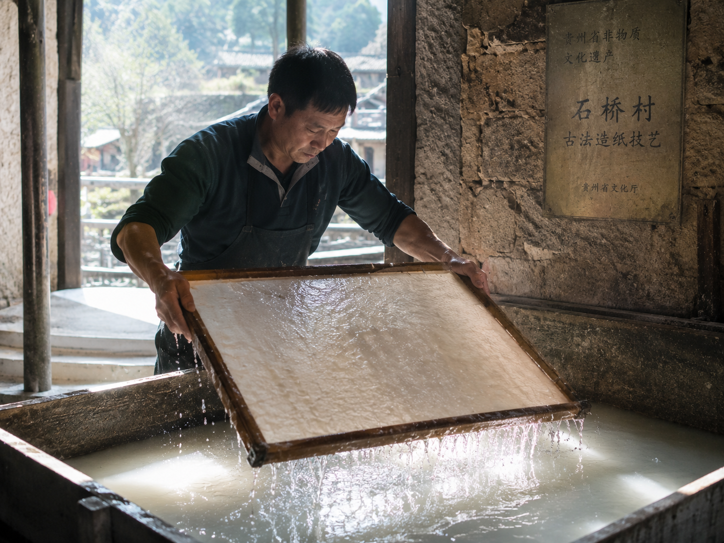 Danzhai ancient papermaking craft workshop