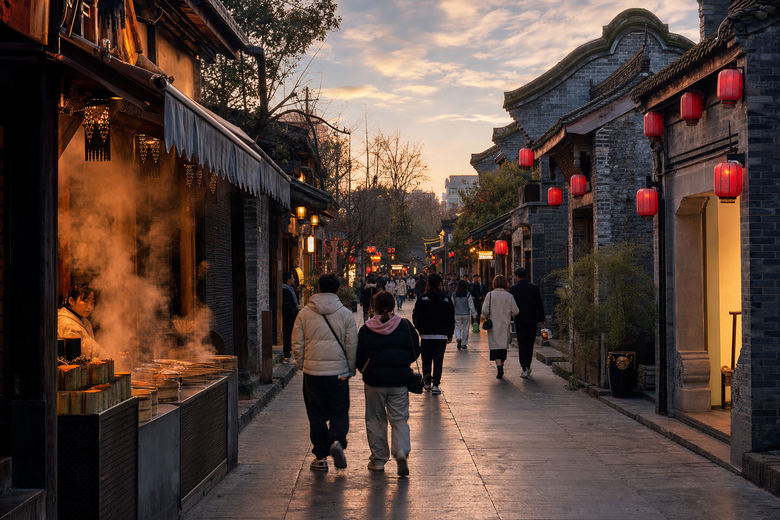 Kuanzhai Alley evening walk in Chengdu