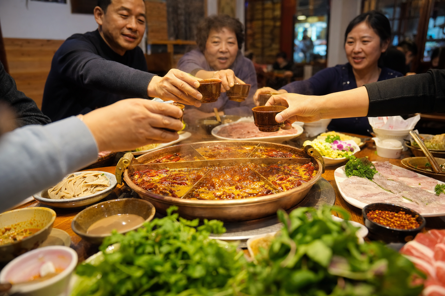 Sichuan hotpot table for Chengdu food culture