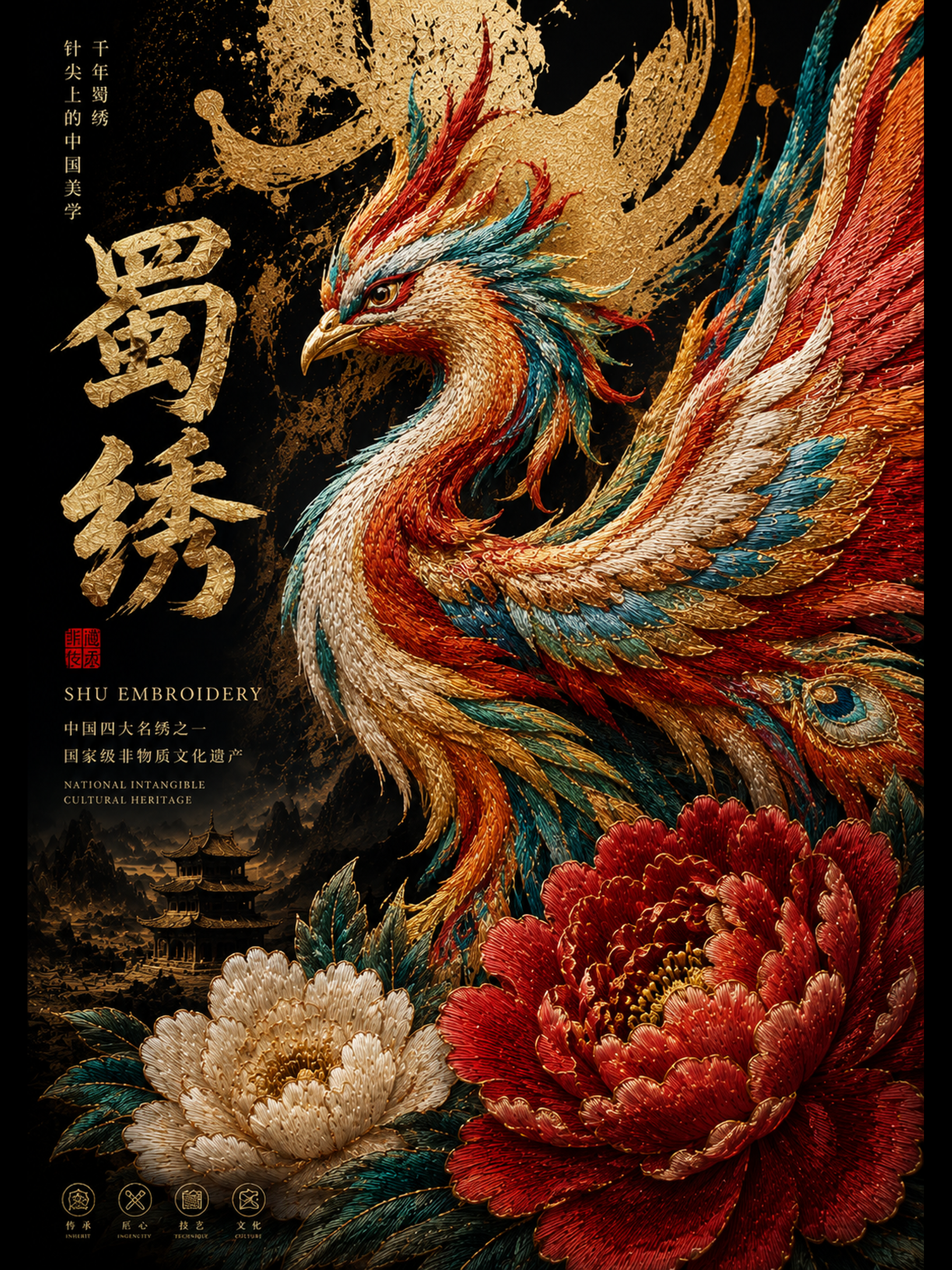 Detailed Shu embroidery craftwork from Sichuan